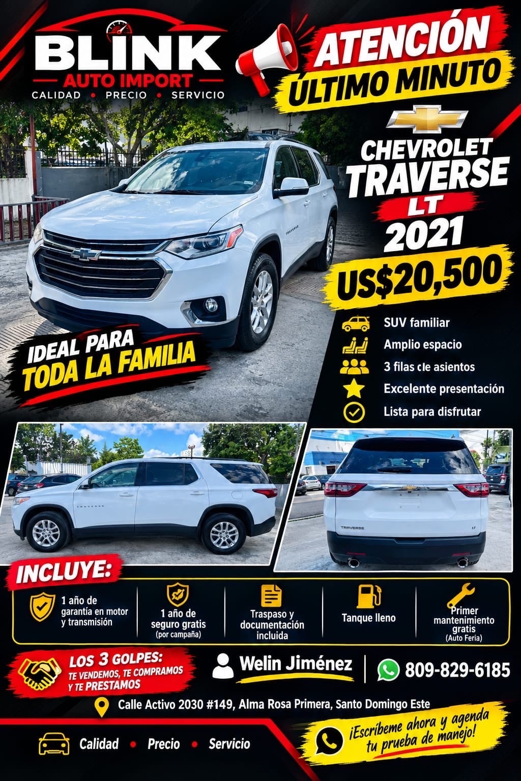 Chevrolet Traverse LT 2021 en venta - vista principal