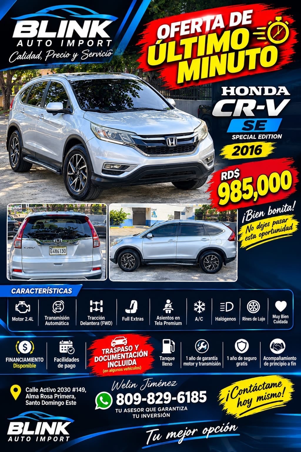 Honda CR-V SE 2016 en venta - vista principal