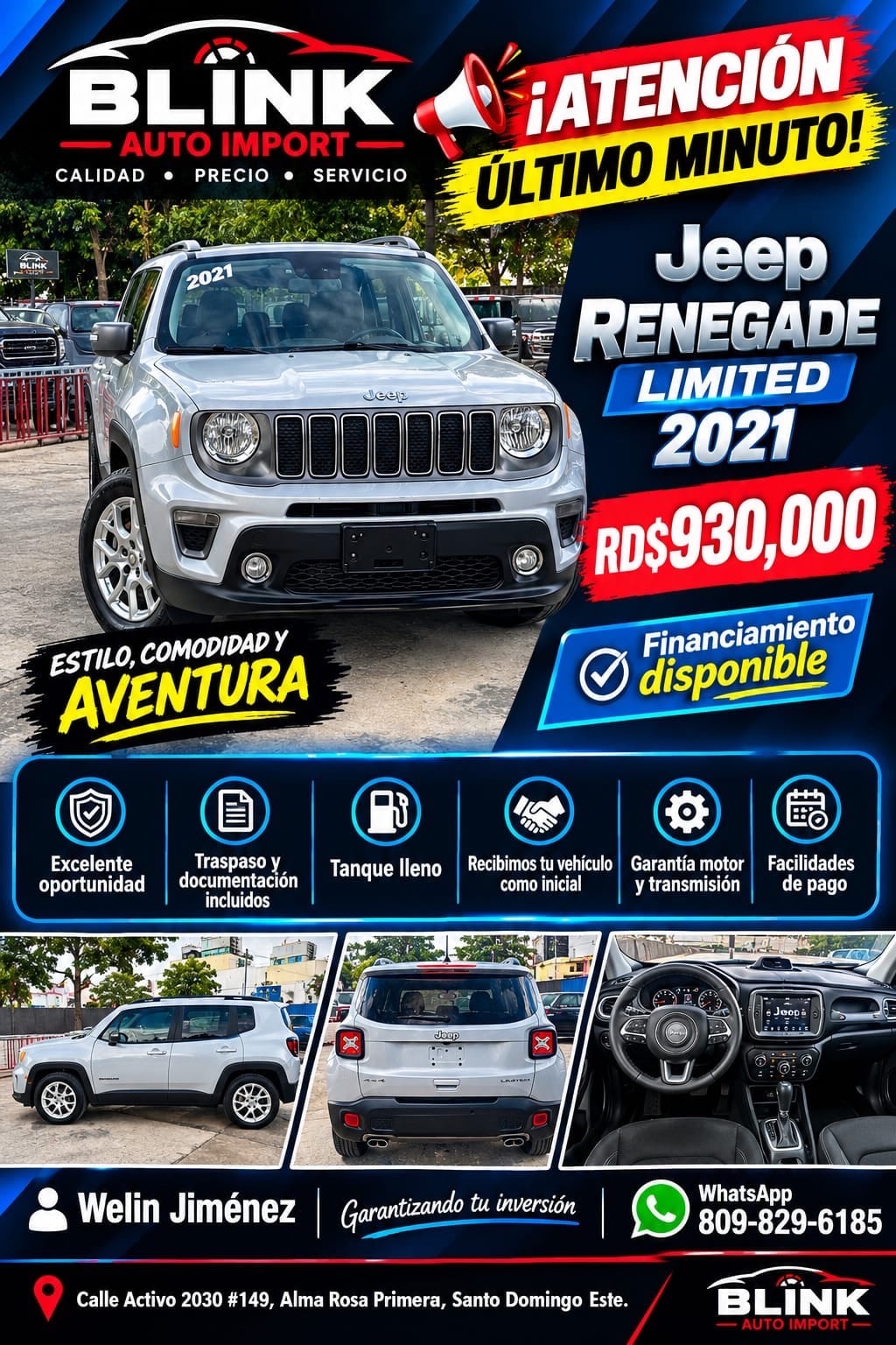 Jeep Renegade Limited 2021 en venta - vista principal