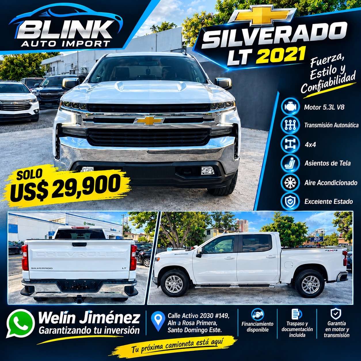 2021 Chevrolet Silverado 1500 LT usado en venta por Welin Jimenez