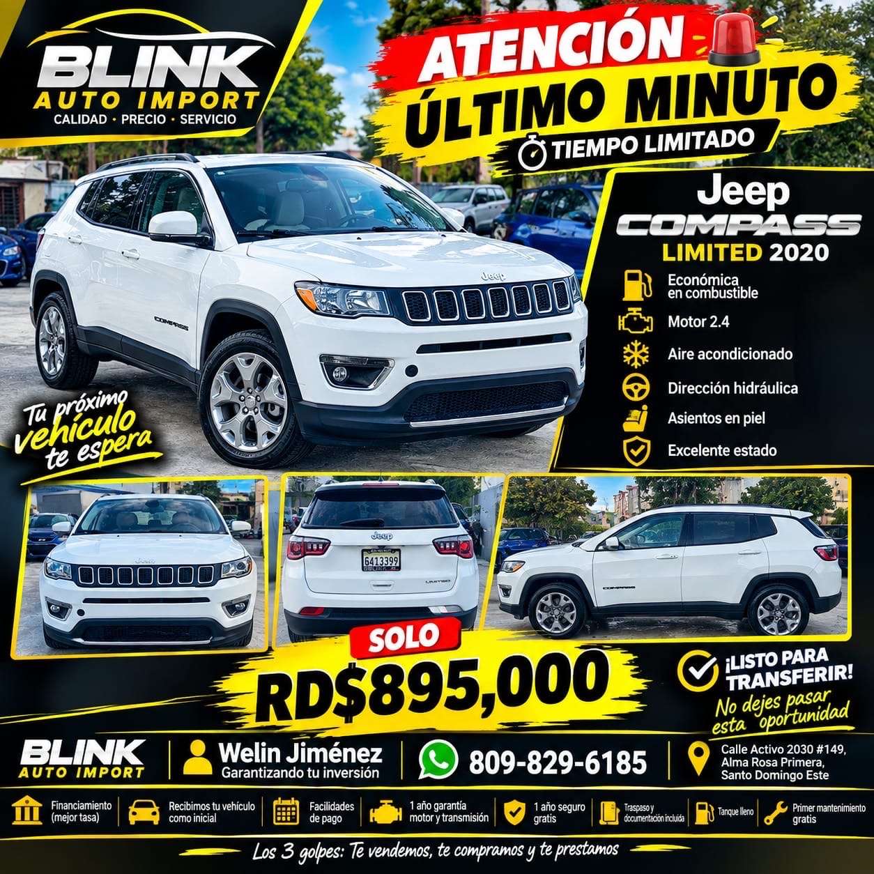 2020 Jeep Compass Limited usado en venta por Welin Jimenez