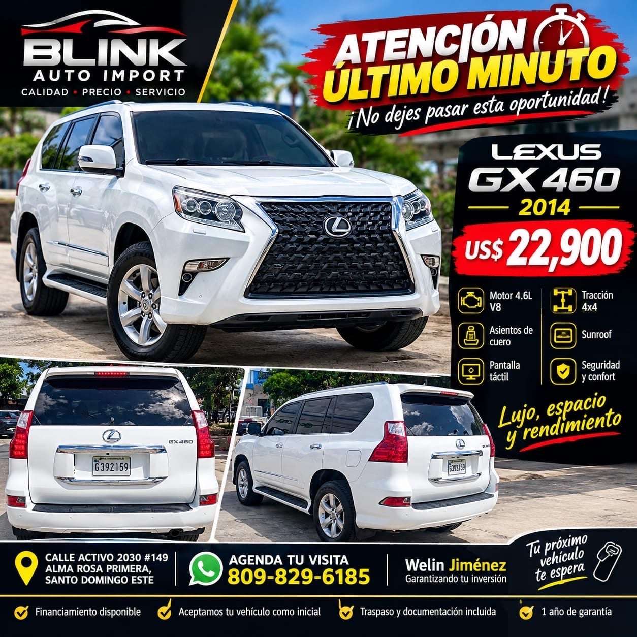 2014 Lexus GX 460 usado en venta por Welin Jimenez