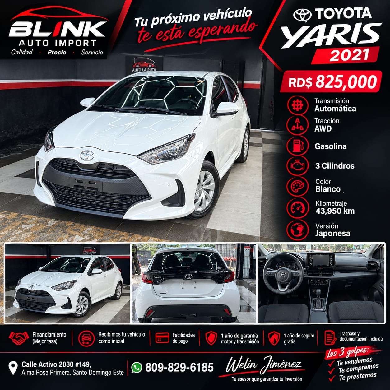 2021 Toyota Yaris Hatchback usado en venta por Welin Jimenez